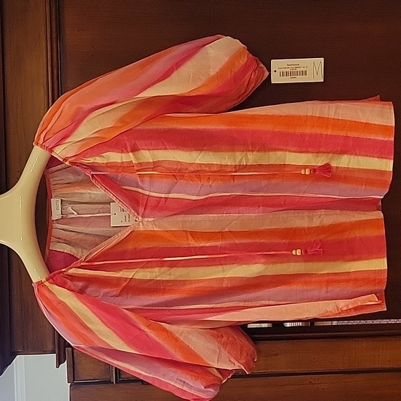 ecru Tops - NWT ECRU Winslet Puff Sleeve Blouse Top in Efflorescent Vertical Stripes - M